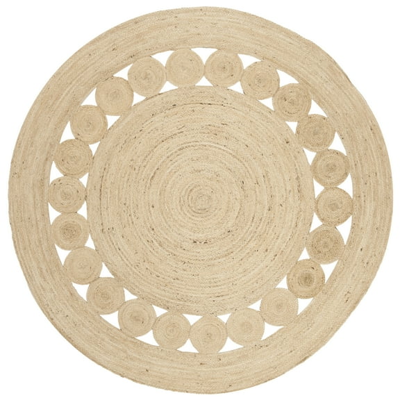 SAFAVIEH Natural Fiber Morgan Solid Area Rug, Ivory, 6'6" x 6'6" Round