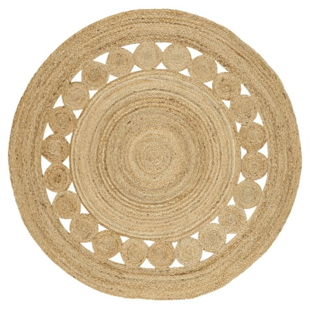 SAFAVIEH Natural Fiber Morgan Braided Jute Area Rug, Natural, 4' x 4' Round