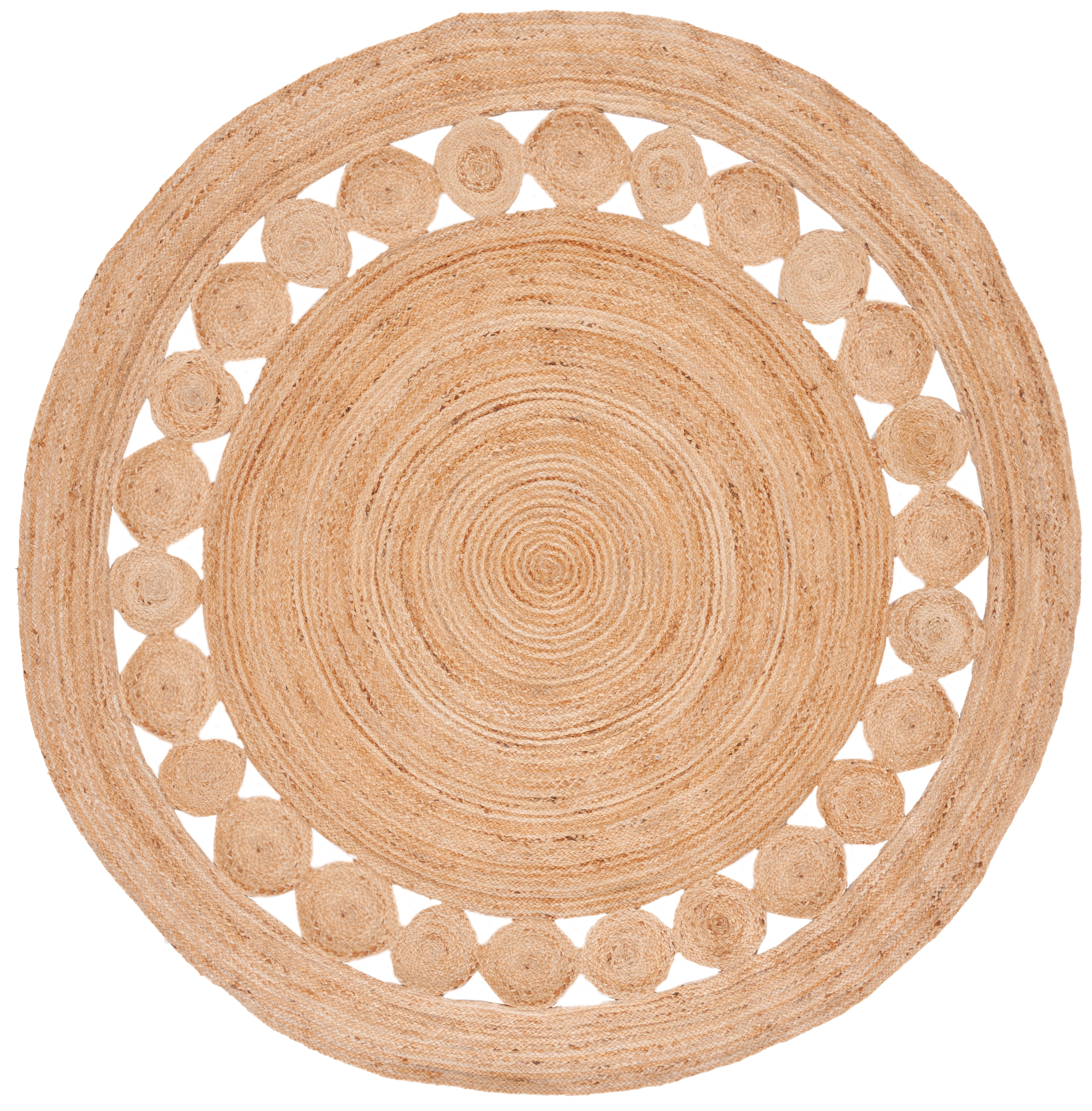 Handmade Boho Charm Round Jute Area Rug - 8' Black