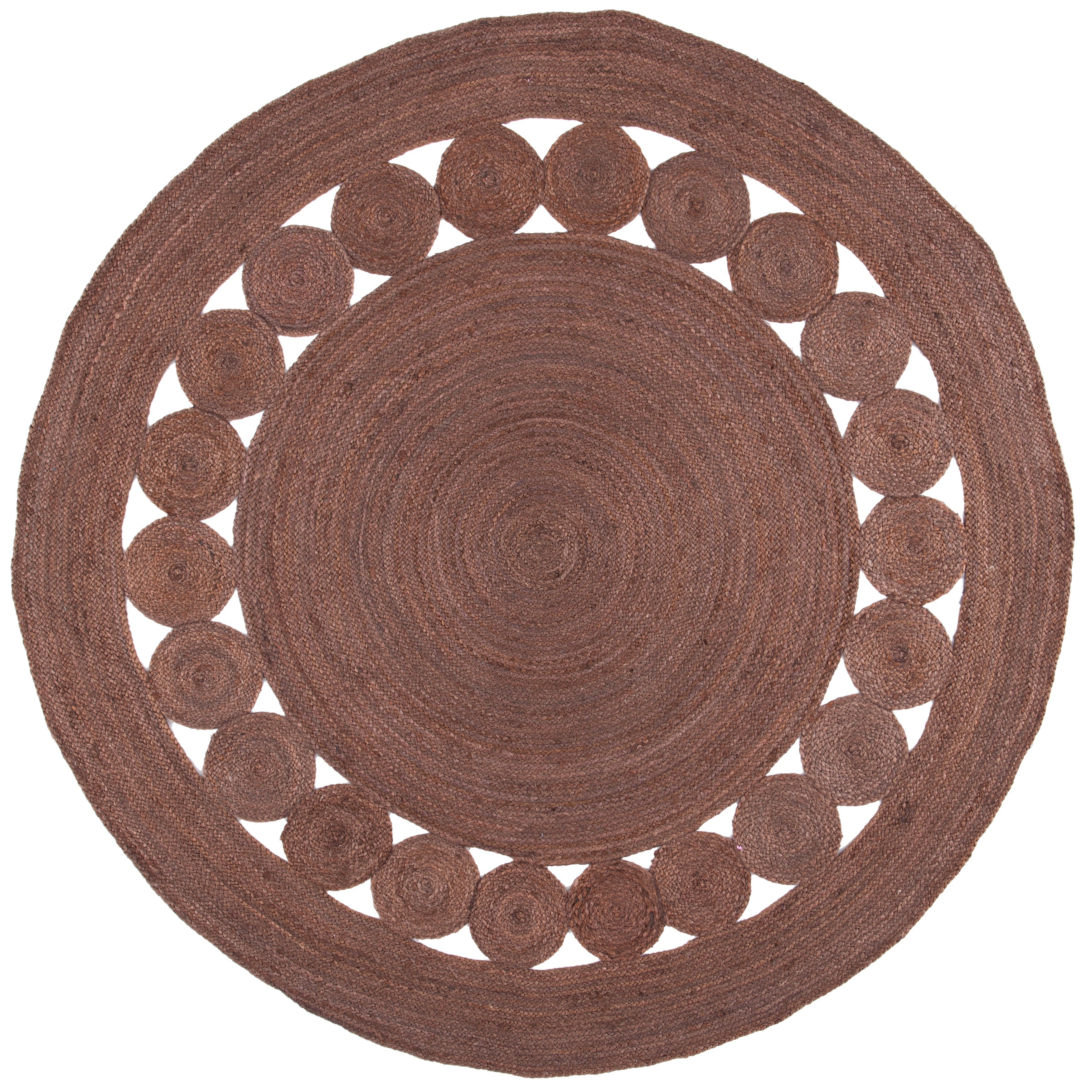 SAFAVIEH Natural Fiber Morgan Solid Area Rug, Brown, 8' x 8' Round