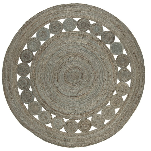 SAFAVIEH Natural Fiber Morgan Solid Area Rug, Grey, 9' x 9' Round