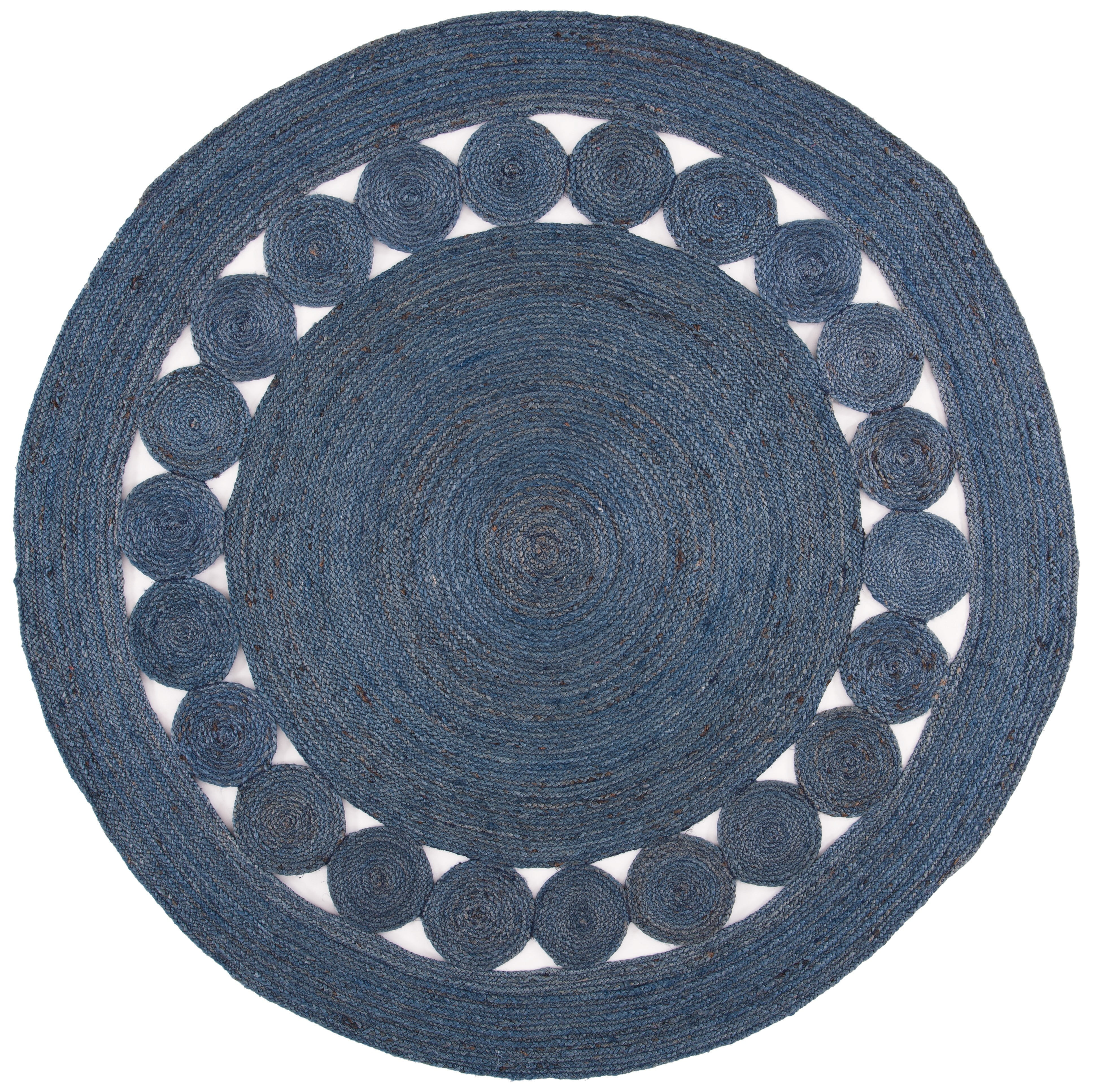 SAFAVIEH Natural Fiber Morgan Solid Area Rug, Navy, 10' x 10' Round