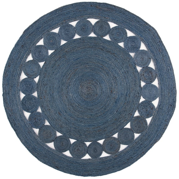 SAFAVIEH Natural Fiber Morgan Solid Area Rug, Navy, 10' x 10' Round