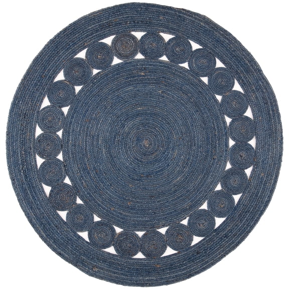 SAFAVIEH Natural Fiber Morgan Solid Area Rug, Navy, 3' x 3' Round