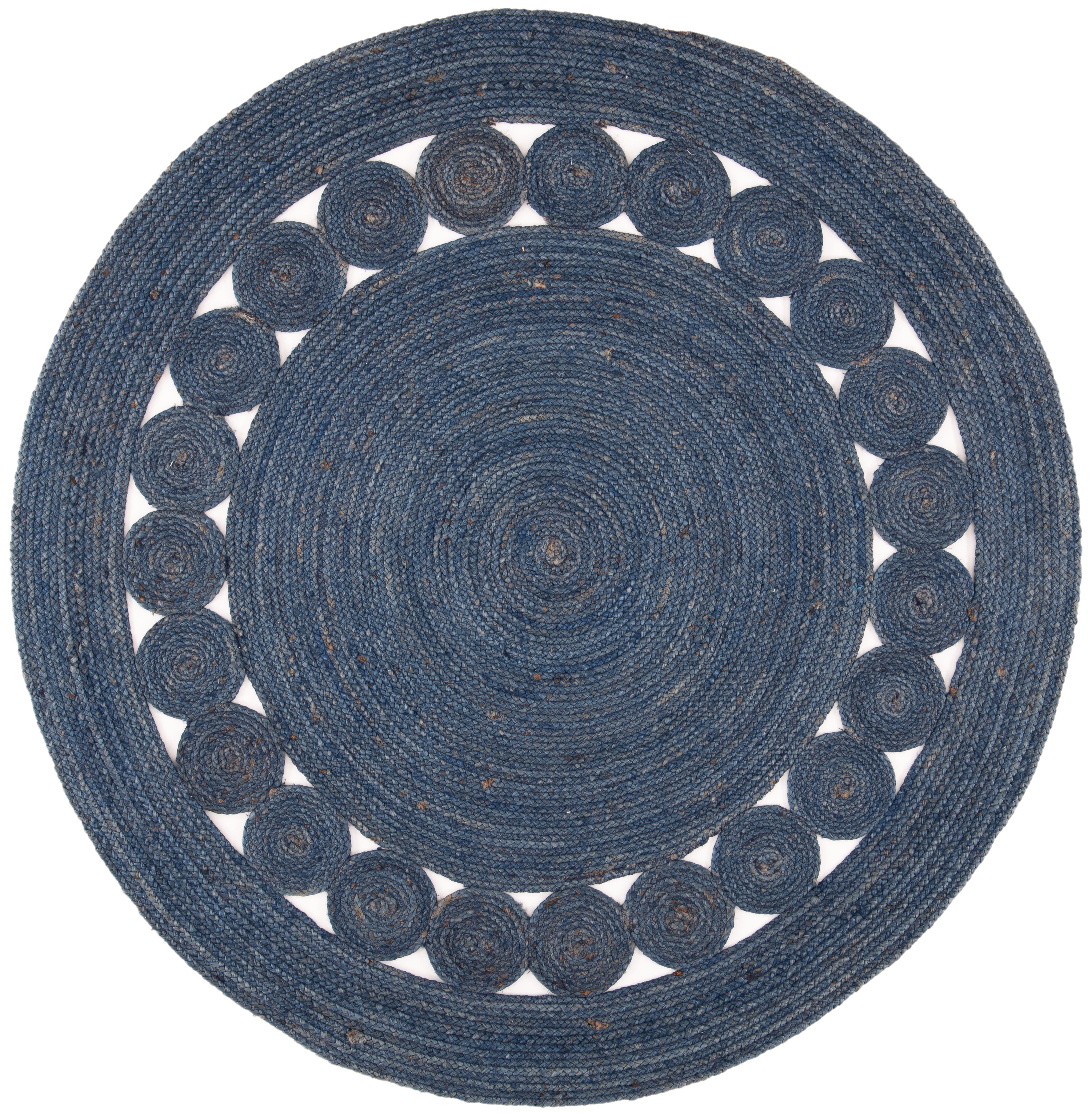 SAFAVIEH Natural Fiber Morgan Solid Area Rug, Navy, 4' x 4' Round