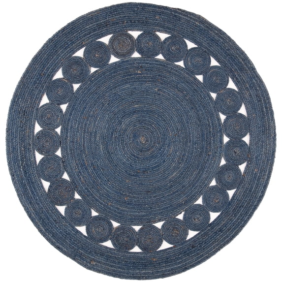SAFAVIEH Natural Fiber Morgan Solid Area Rug, Navy, 5' x 5' Round