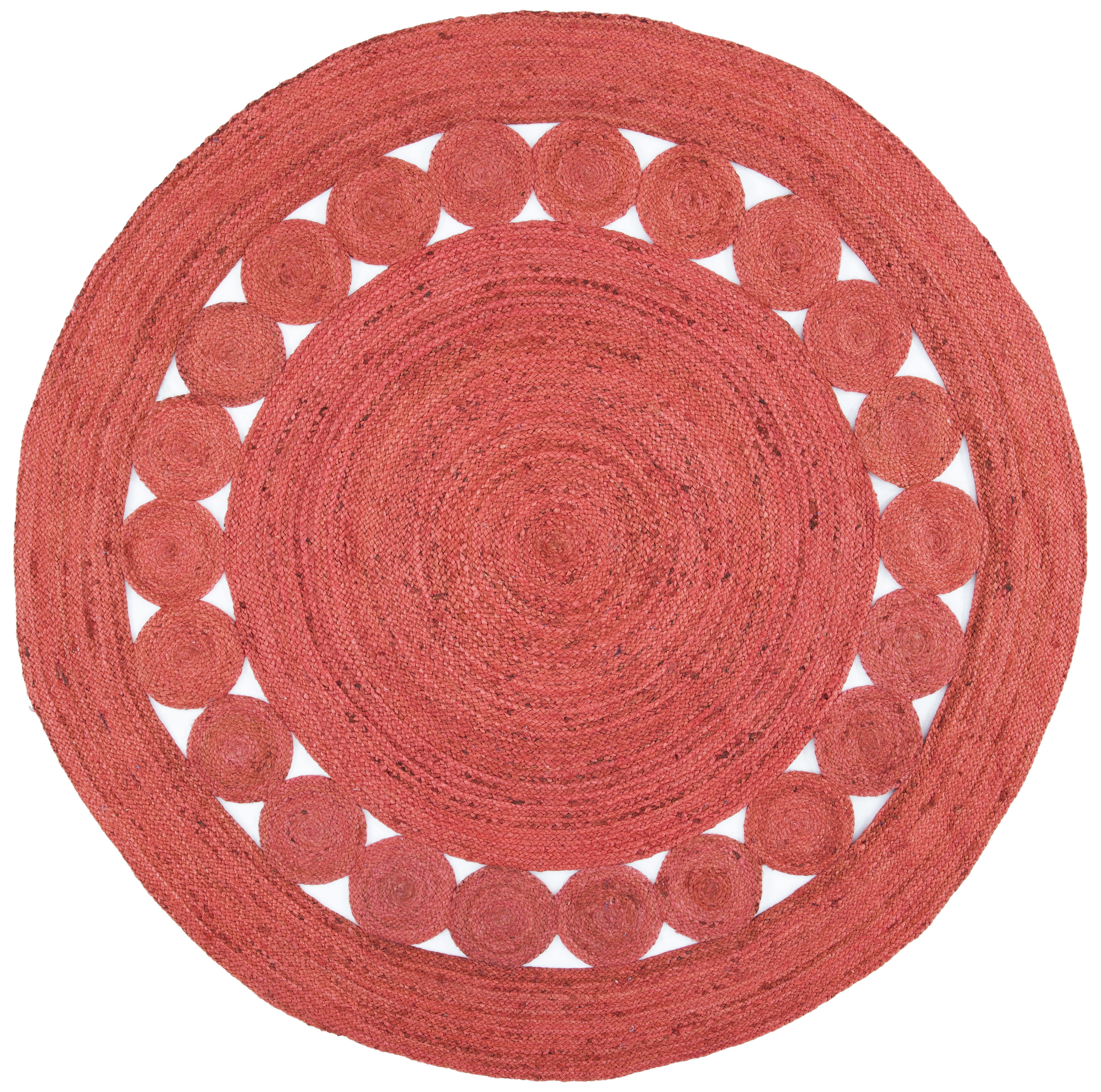 SAFAVIEH Natural Fiber Morgan Solid Area Rug, Rust, 9' x 9' Round