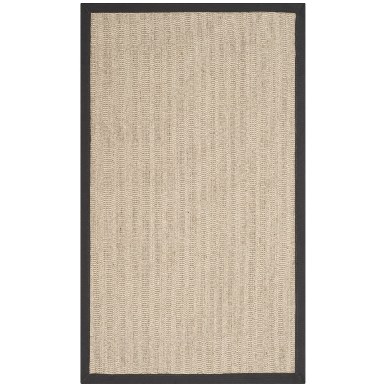 Natural and Dark Grey Sisal Rectangular Area Rug