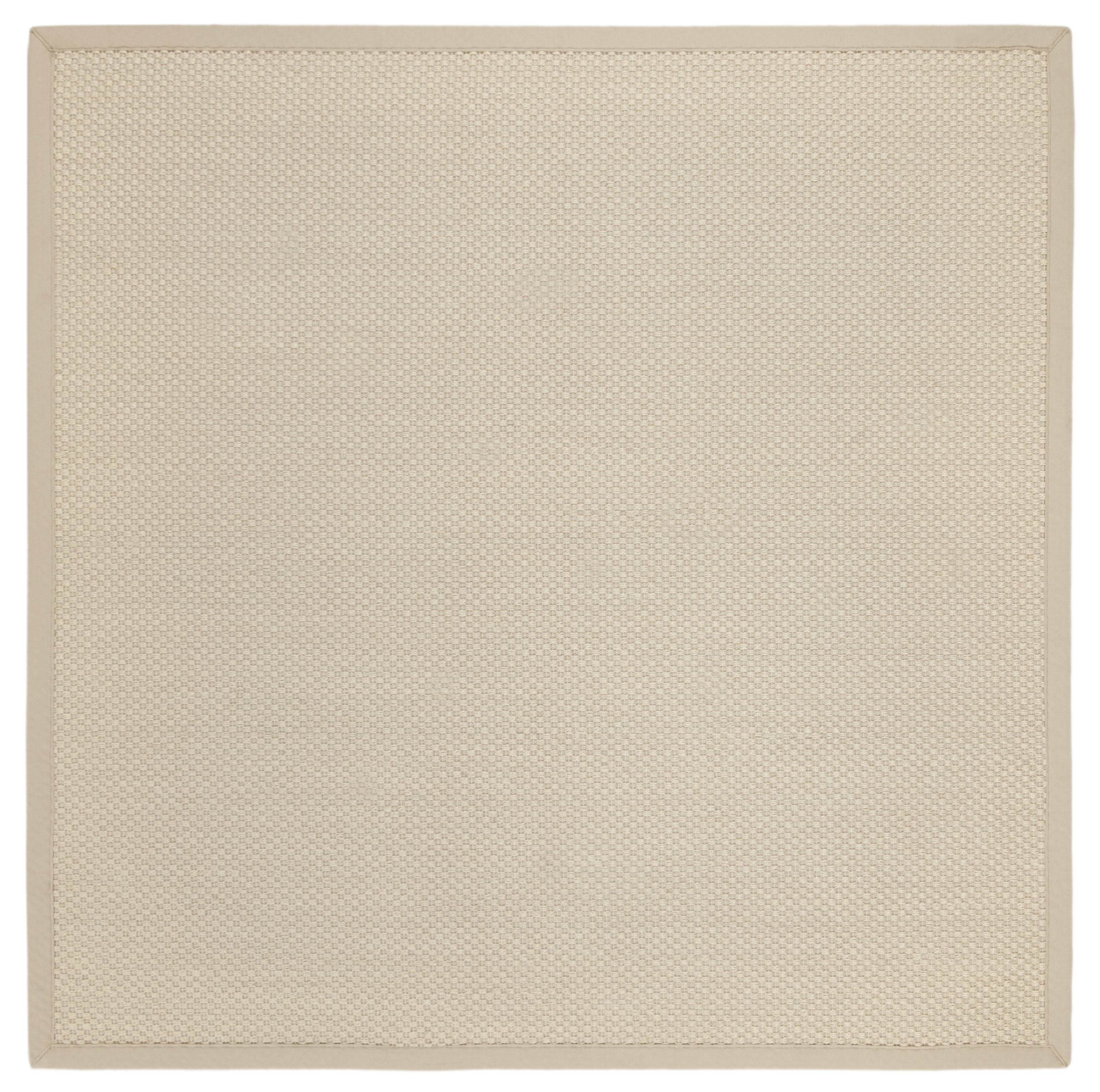 Ivory and Light Beige 4' Square Hand-Knotted Sisal Rug