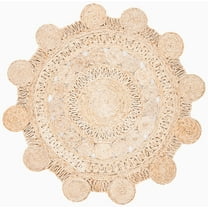 SAFAVIEH Natural Fiber Miraj Geometric Area Rug, Natural, 5' x 5' Round