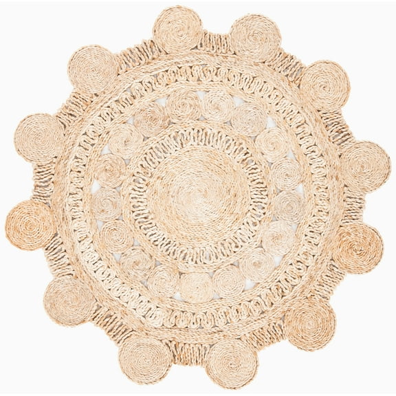 SAFAVIEH Natural Fiber Miraj Geometric Area Rug, Natural, 5' x 5' Round