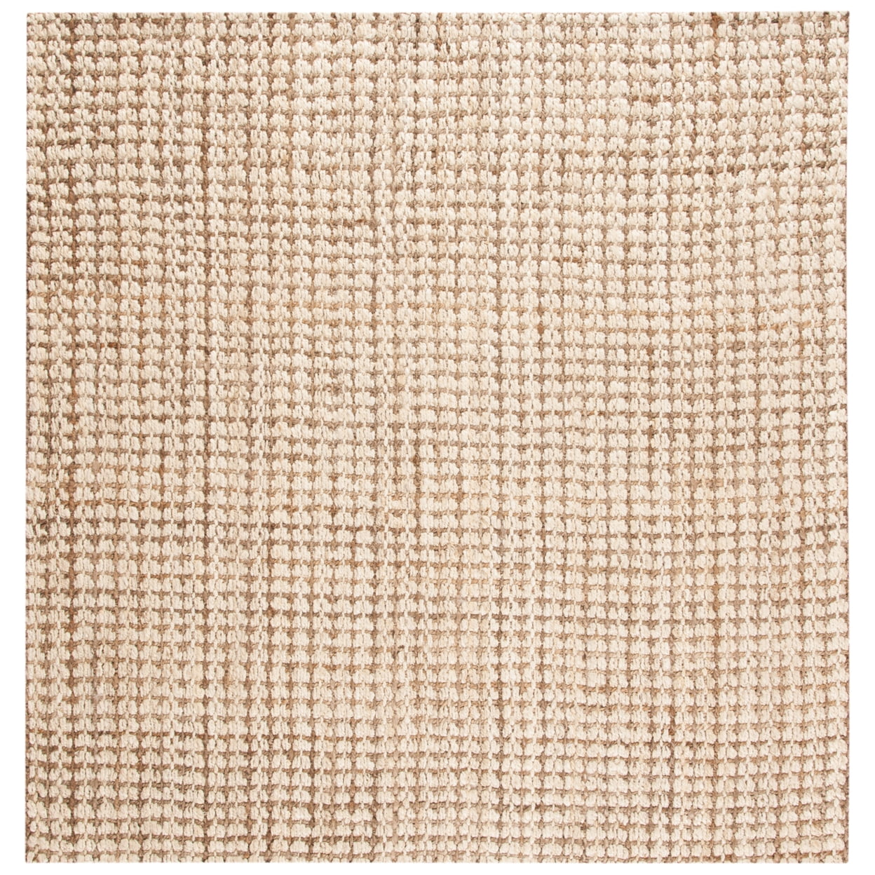 Ivory and Natural Jute Basket Weave 5' Square Rug
