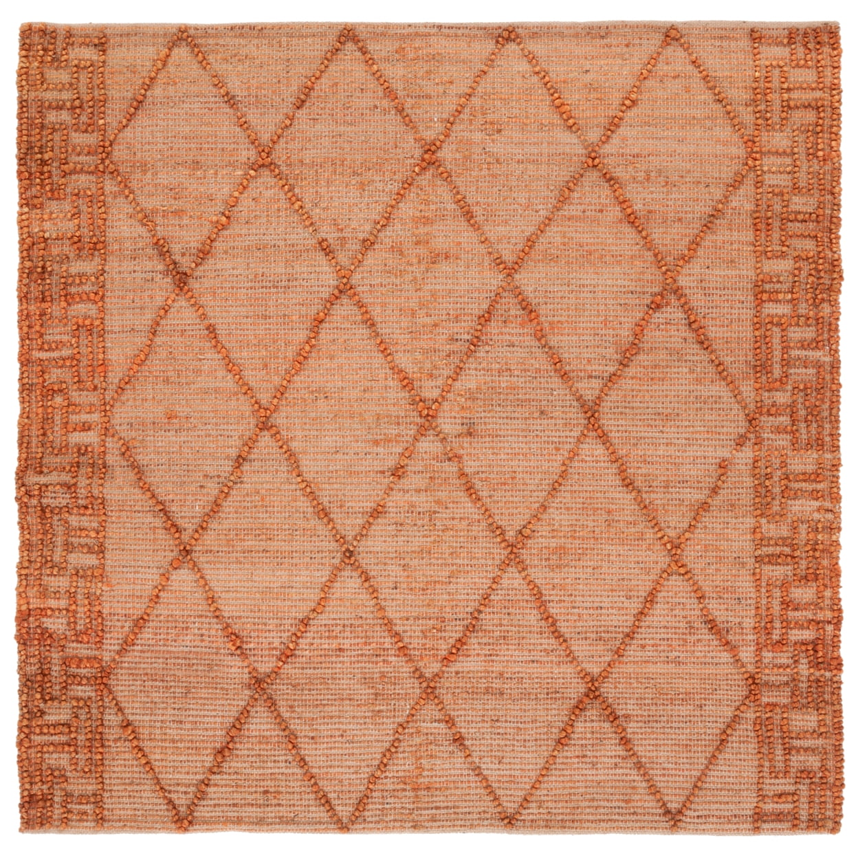 6' Square Orange and Natural Sisal Area Rug