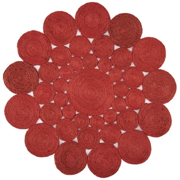SAFAVIEH Natural Fiber Christian Geometric Area Rug, Rust, 6' x 6' Round