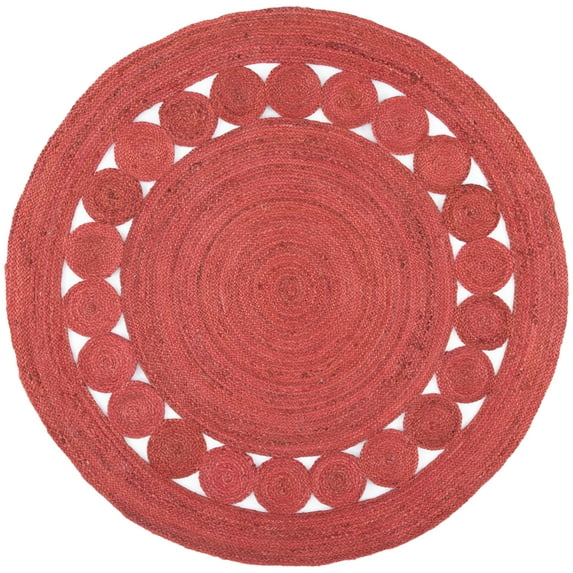 SAFAVIEH Natural Fiber Morgan Solid Area Rug, Rust, 5' x 5' Round