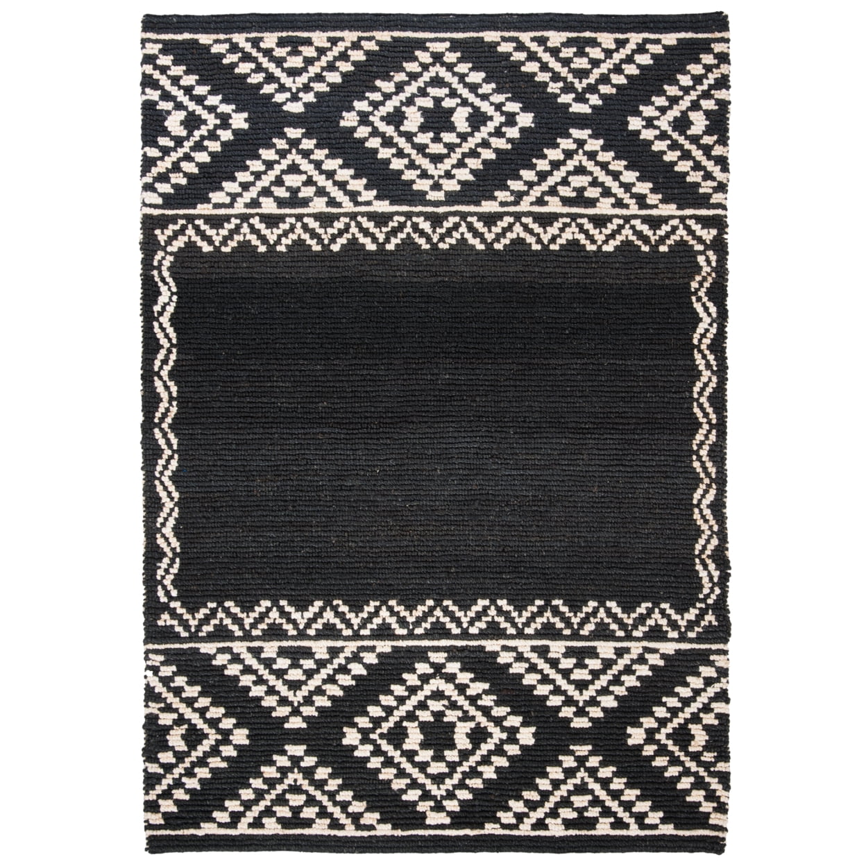Hand-Knotted Easy Care Black Jute 5' x 8' Area Rug