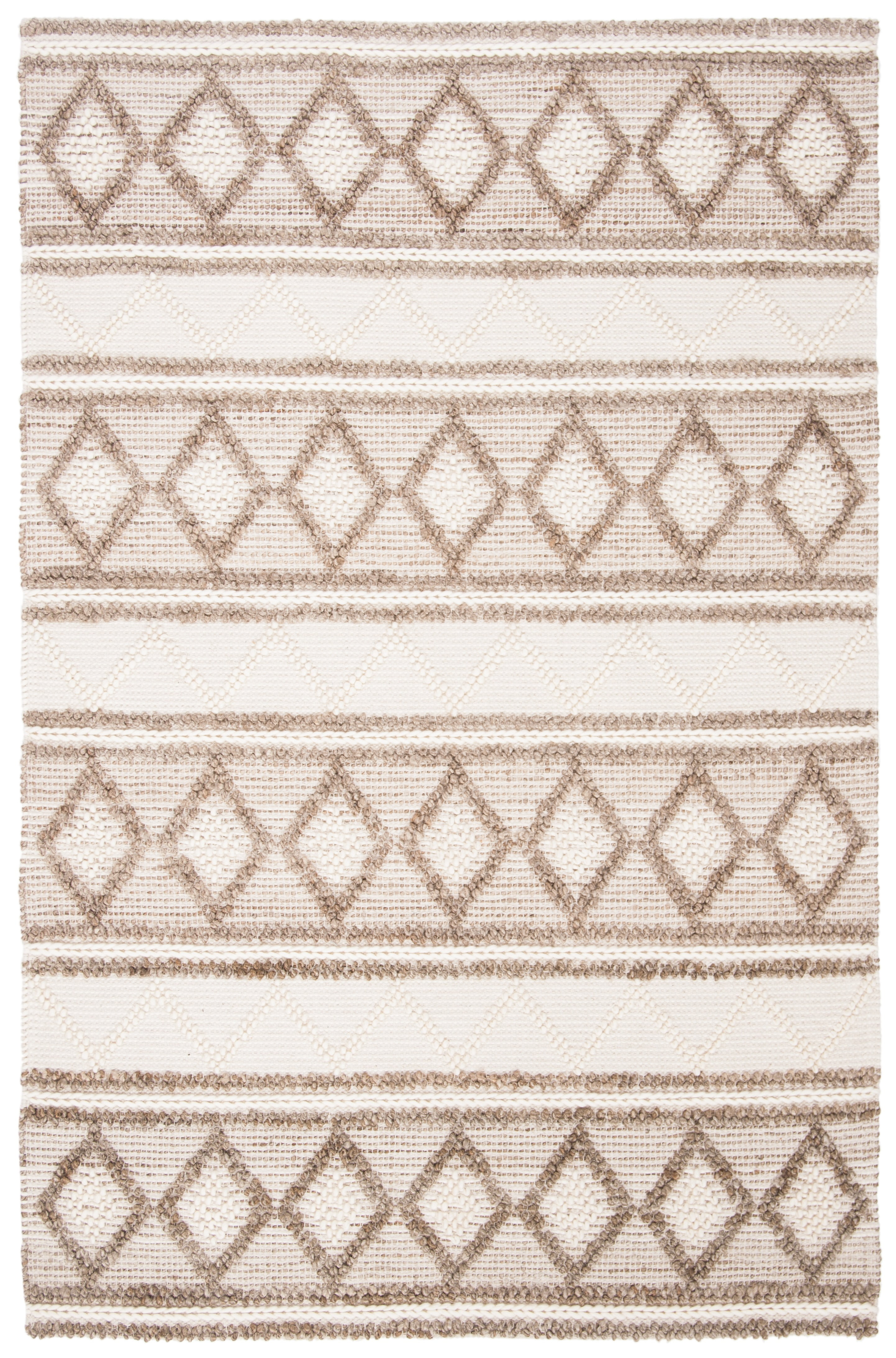 Handwoven Taupe & Ivory Wool-Cotton Blend Area Rug - 9' x 12'