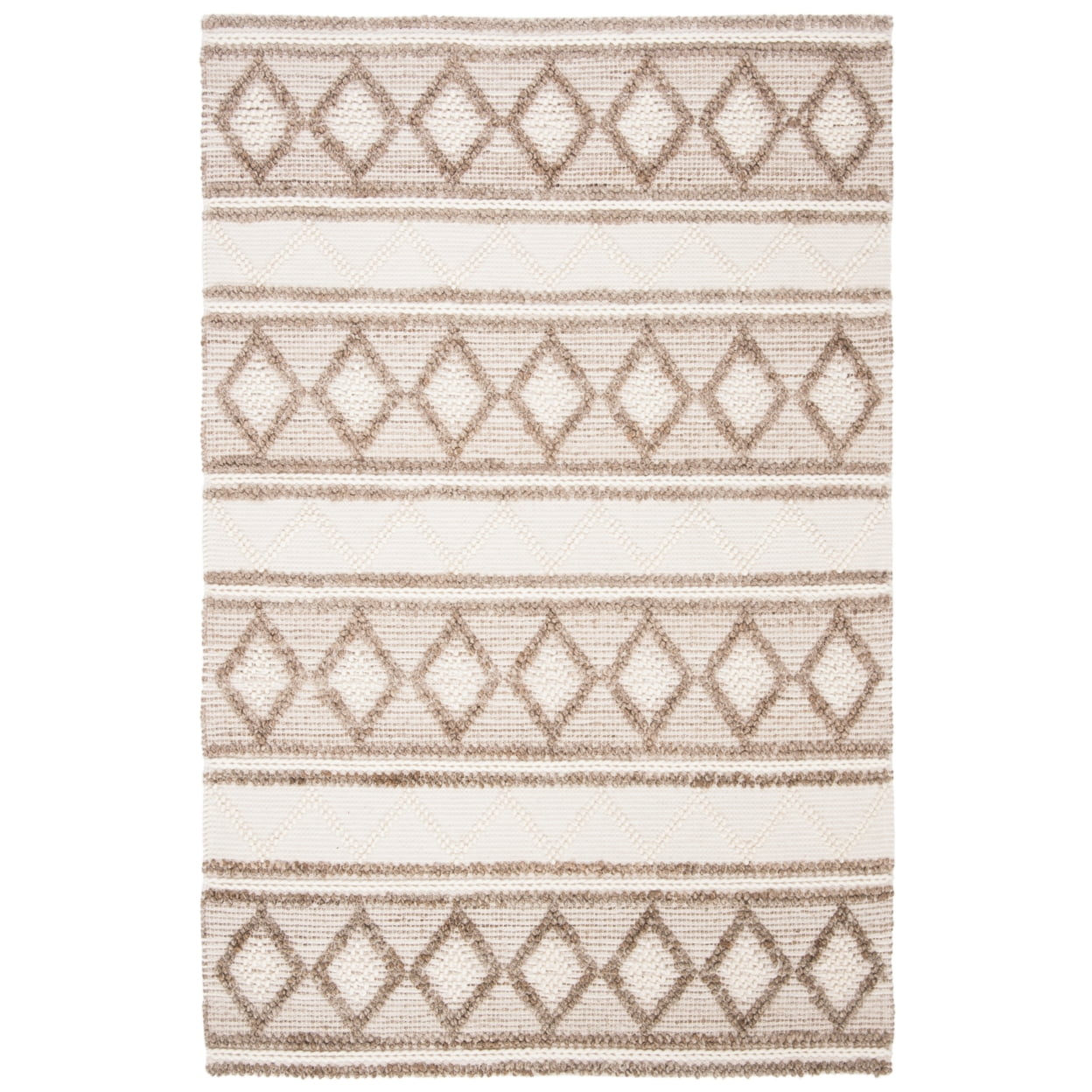 Handwoven Taupe & Ivory Wool-Cotton Blend Area Rug - 9' x 12'