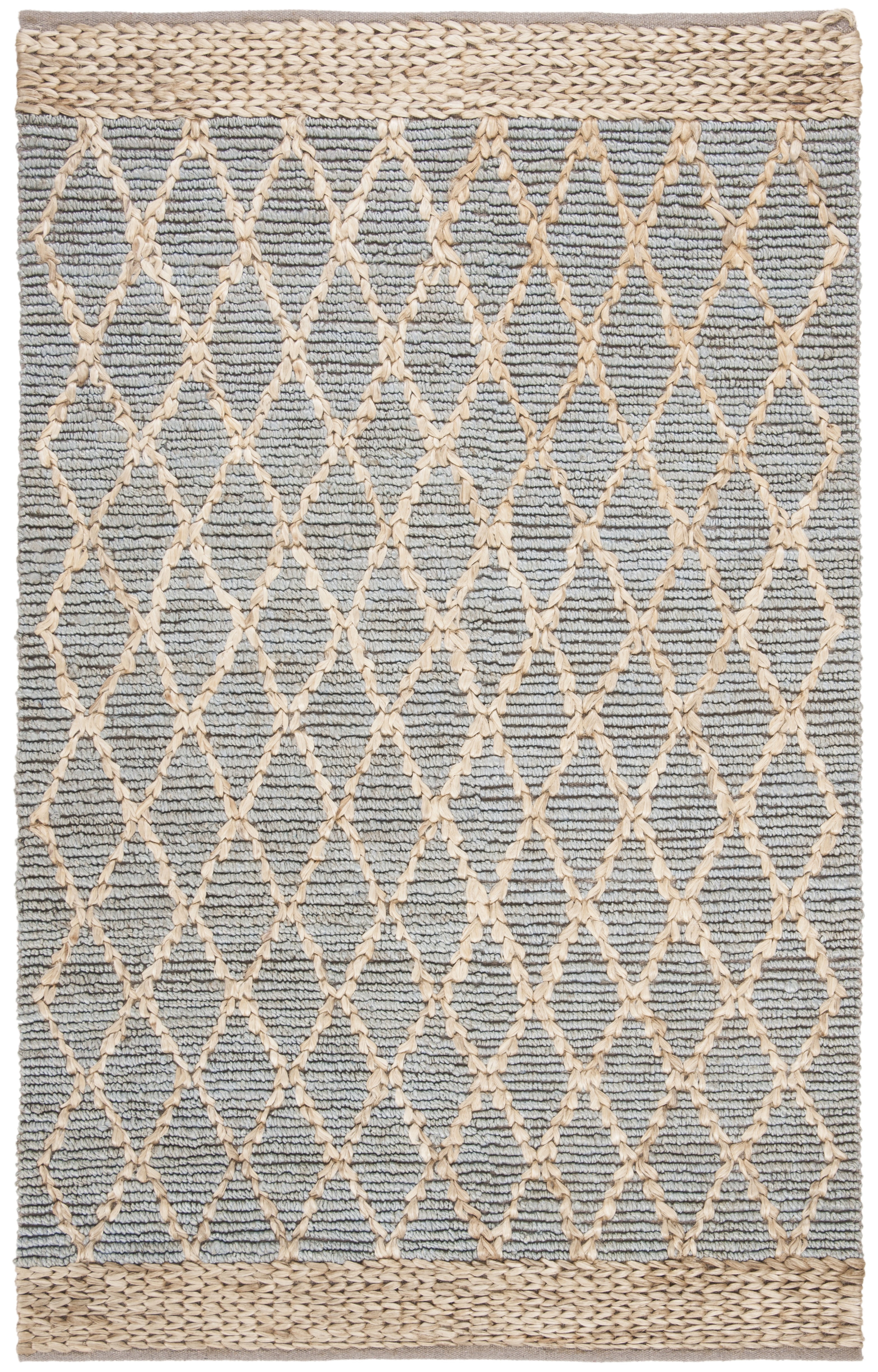SAFAVIEH Natural Fiber Ingram Geometric Area Rug, Light Blue, 6' x 9'