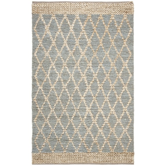 SAFAVIEH Natural Fiber Ingram Geometric Area Rug, Light Blue, 6' x 9'