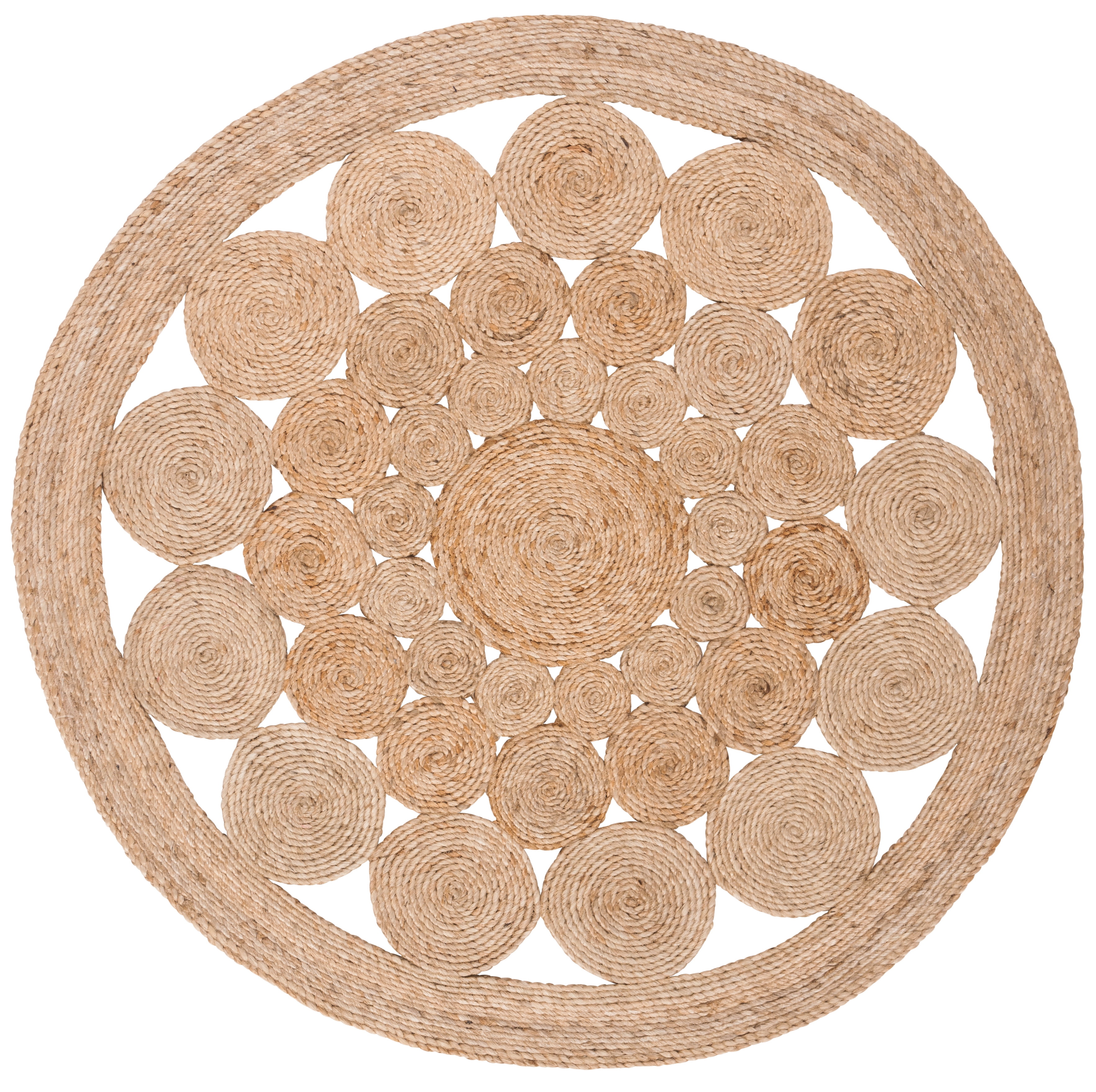 Handwoven Natural Jute 3' Round Non-Slip Area Rug
