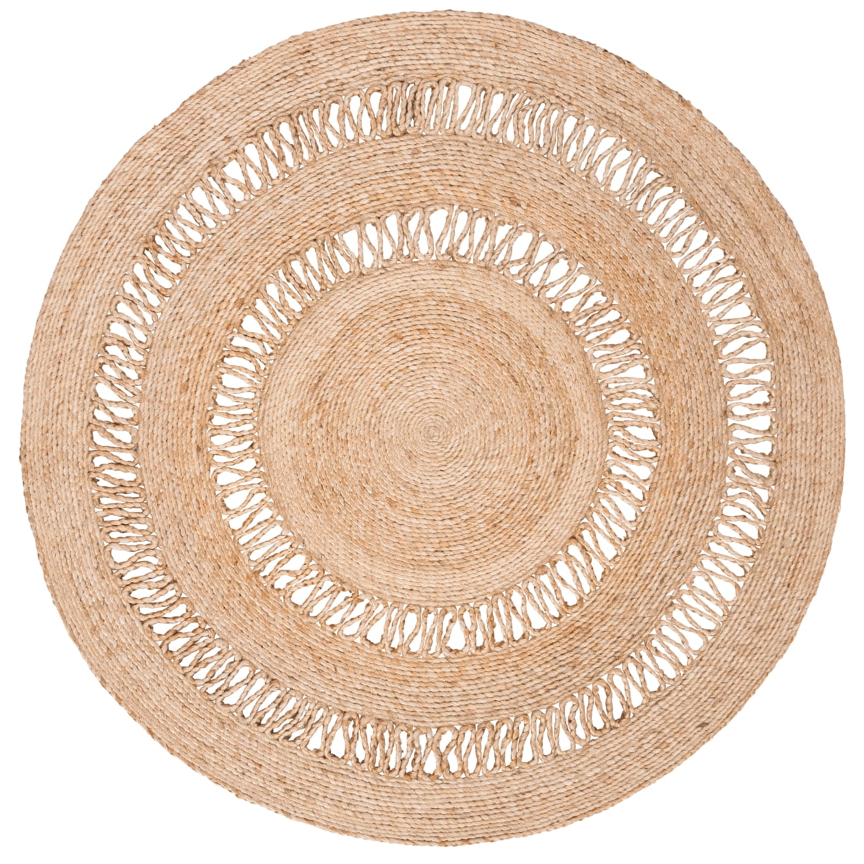 Natural Handwoven Jute Round Rug with Open Weave Design