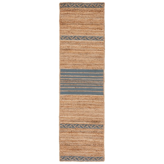 SAFAVIEH Natural Fiber Seanna Striped Runner Rug, Natural/Grey, 2'3" x 8'