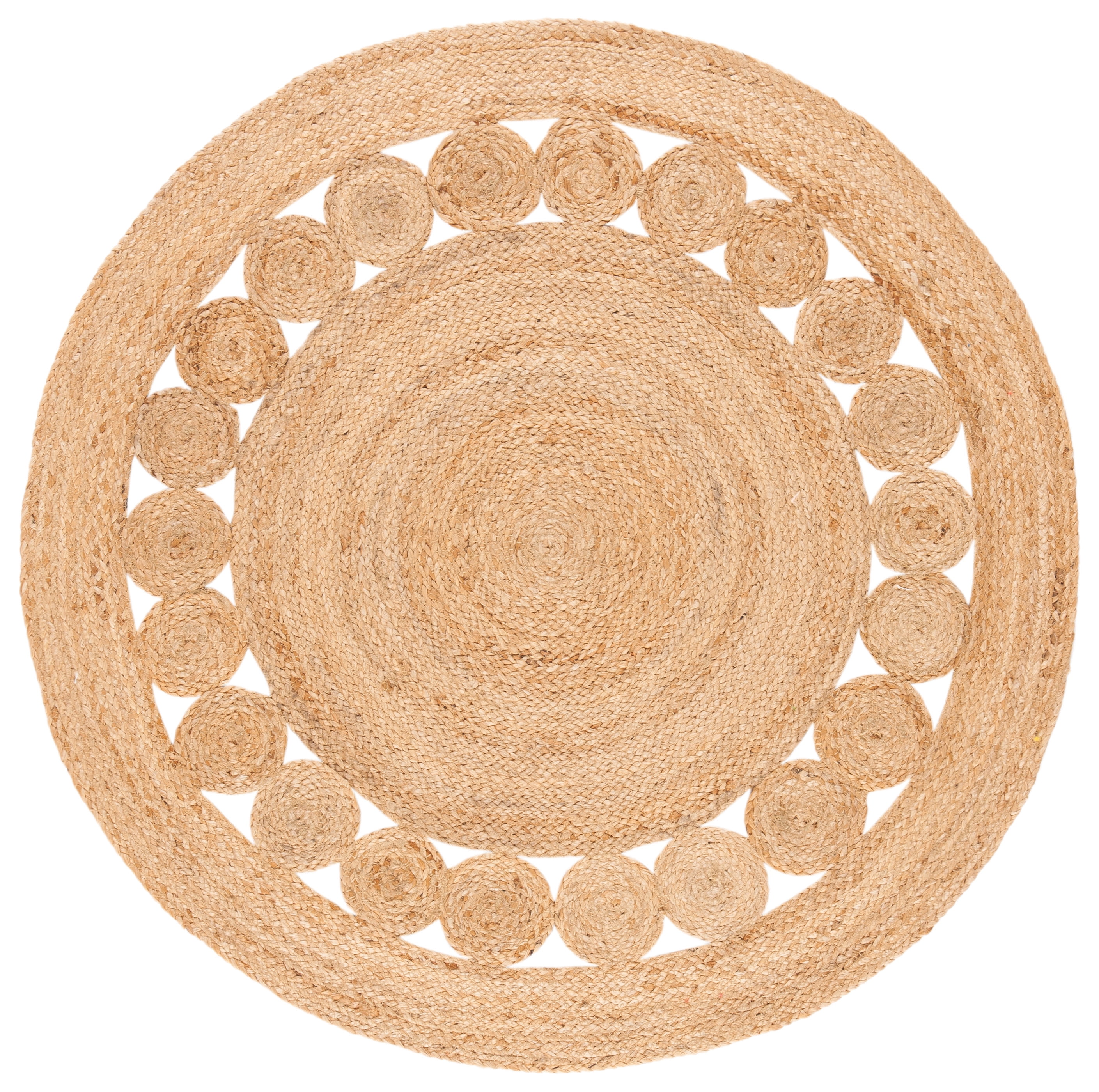 Natural Jute Handwoven Round Area Rug, 4 Feet
