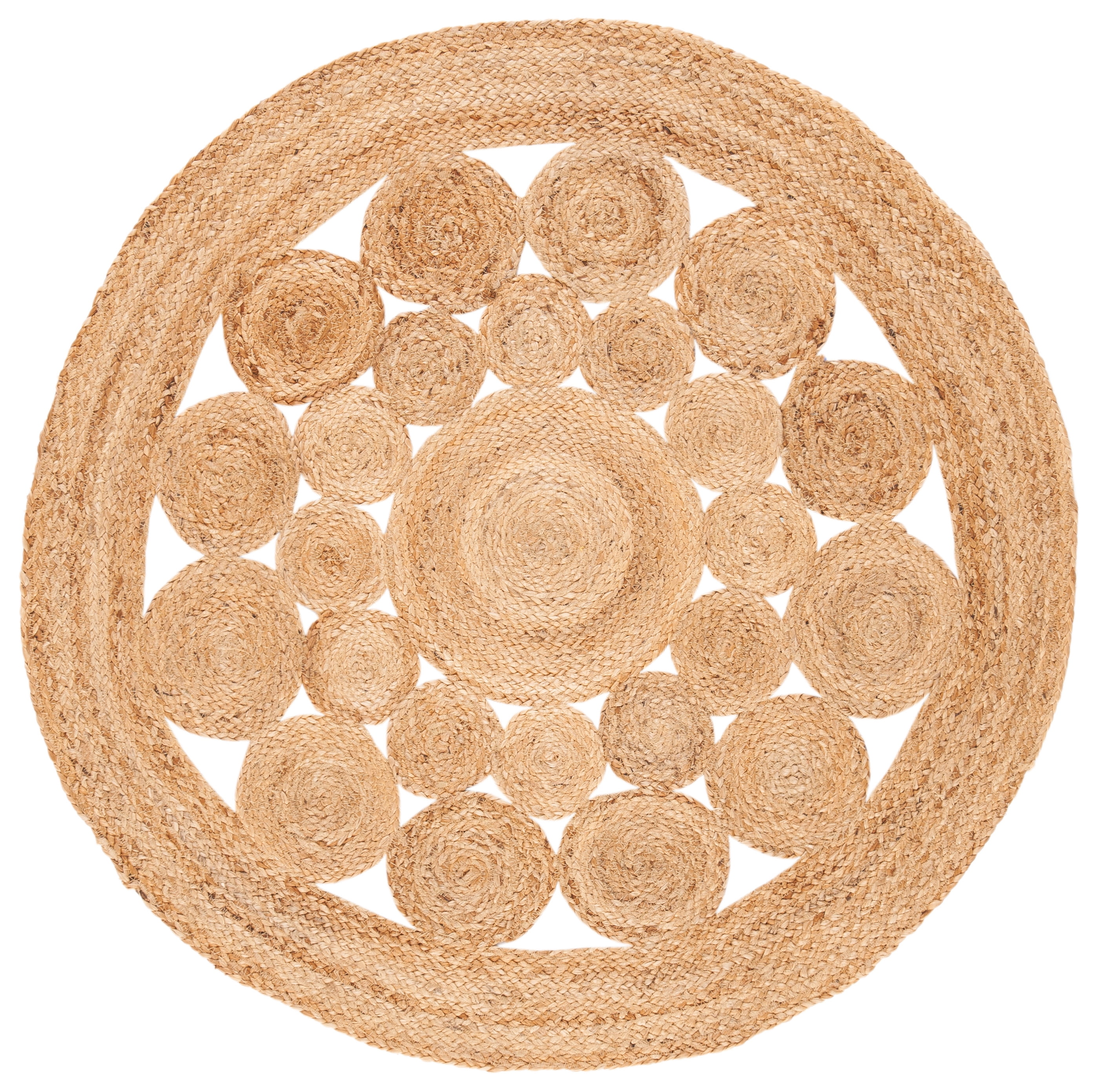 Hand-Knotted Natural Jute 3' Round Non-Slip Area Rug
