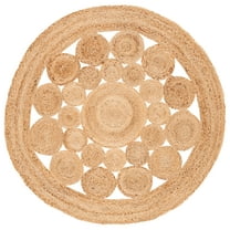 SAFAVIEH Natural Fiber Maybelle Geometric Area Rug, Natural, 4' x 4' Round