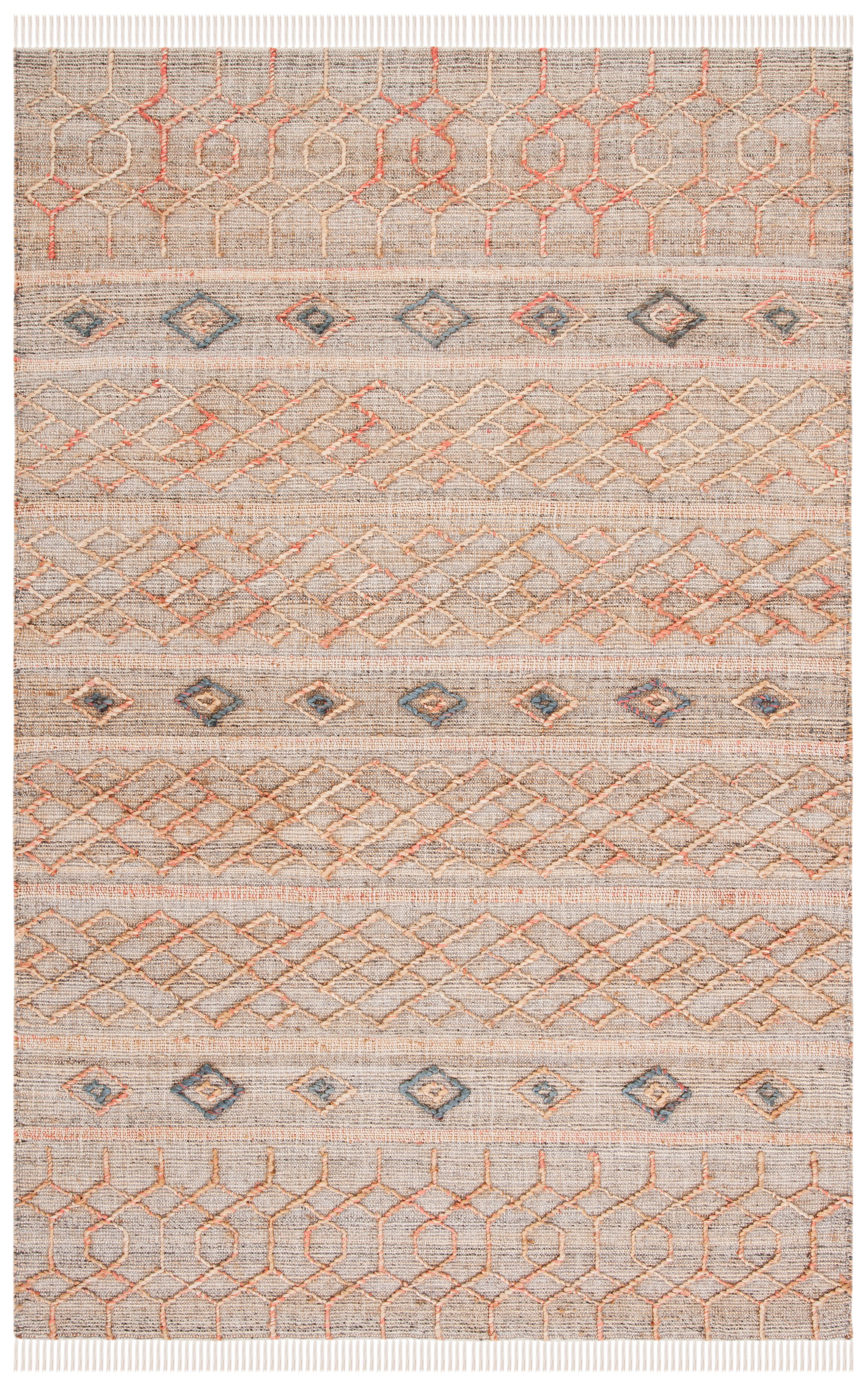 Natural Fiber Hand Loomed Geometric Area Rug, 3' x 5'