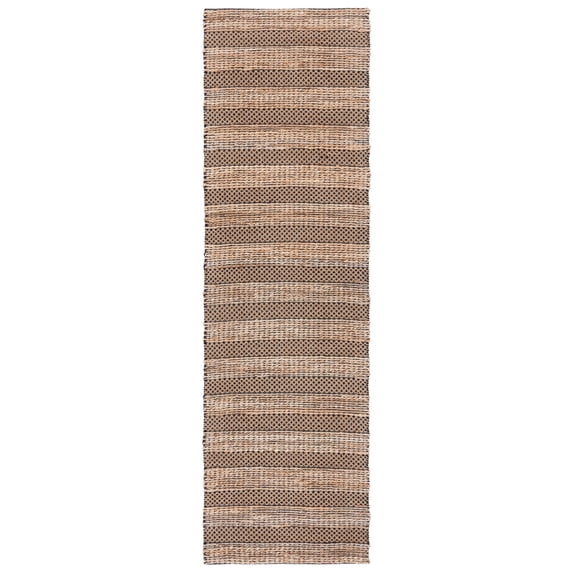 SAFAVIEH Natural Fiber Beulah Striped Runner Rug, Black/Natural, 2'3" x 8'