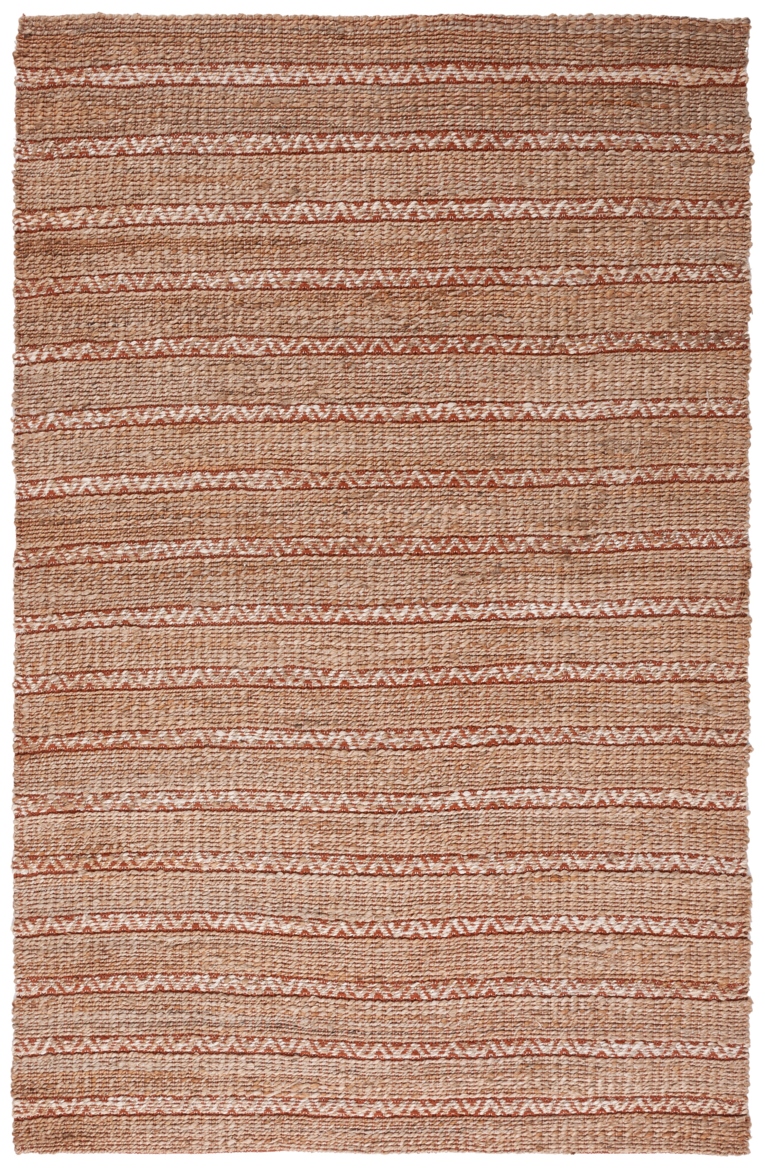 Rust and Natural Handmade Cotton Flat Woven Area Rug 4' x 6'