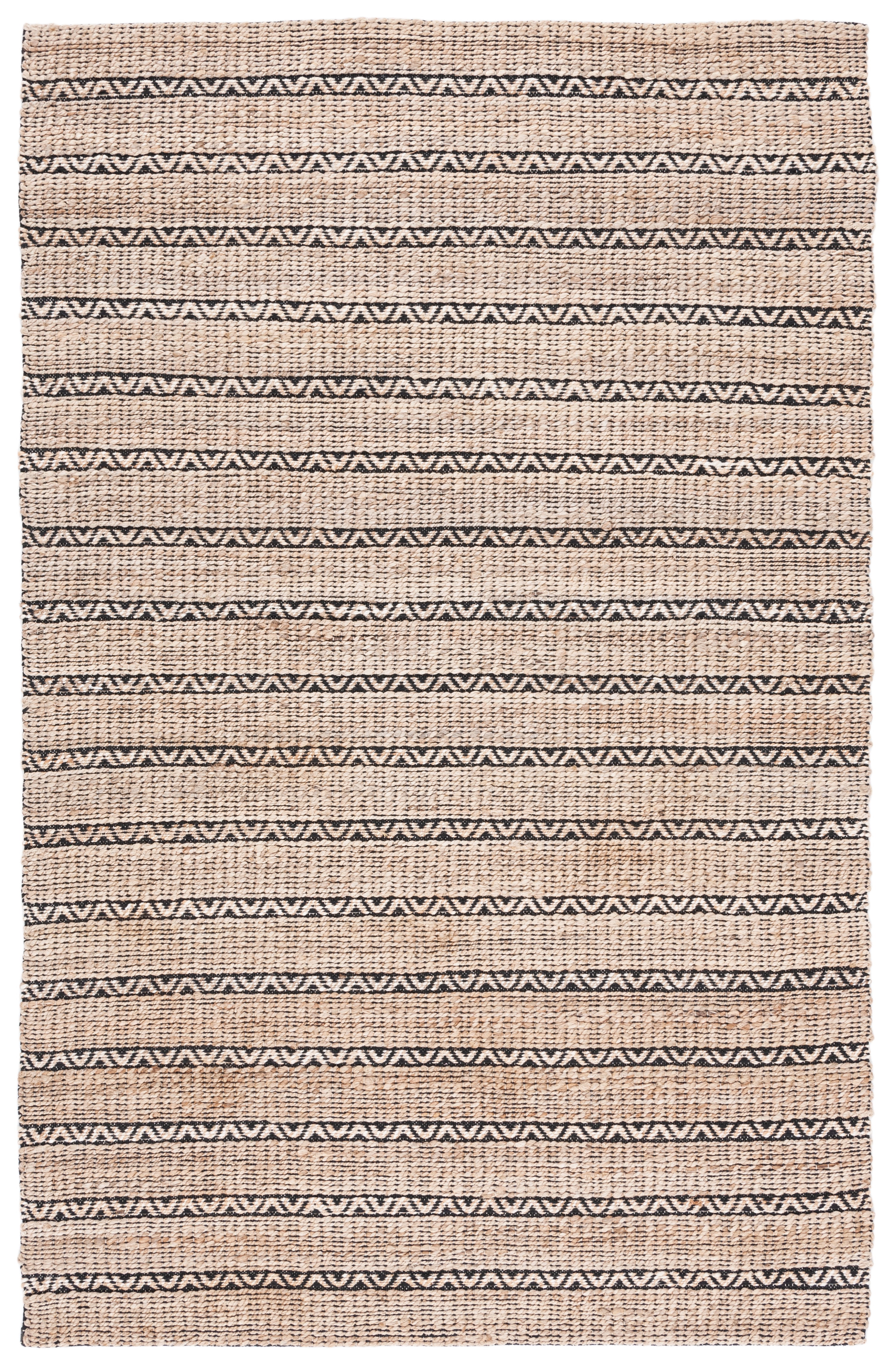 Handmade Black and Natural Cotton Flat Woven 4' x 6' Rug