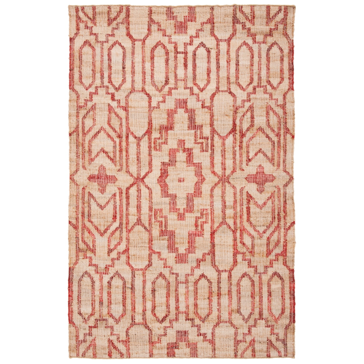 Red Fiber Rug SAFAVIEH Natural Fiber Natalie Geometric Area Rug, Natural/Red, 4' x 6 ...