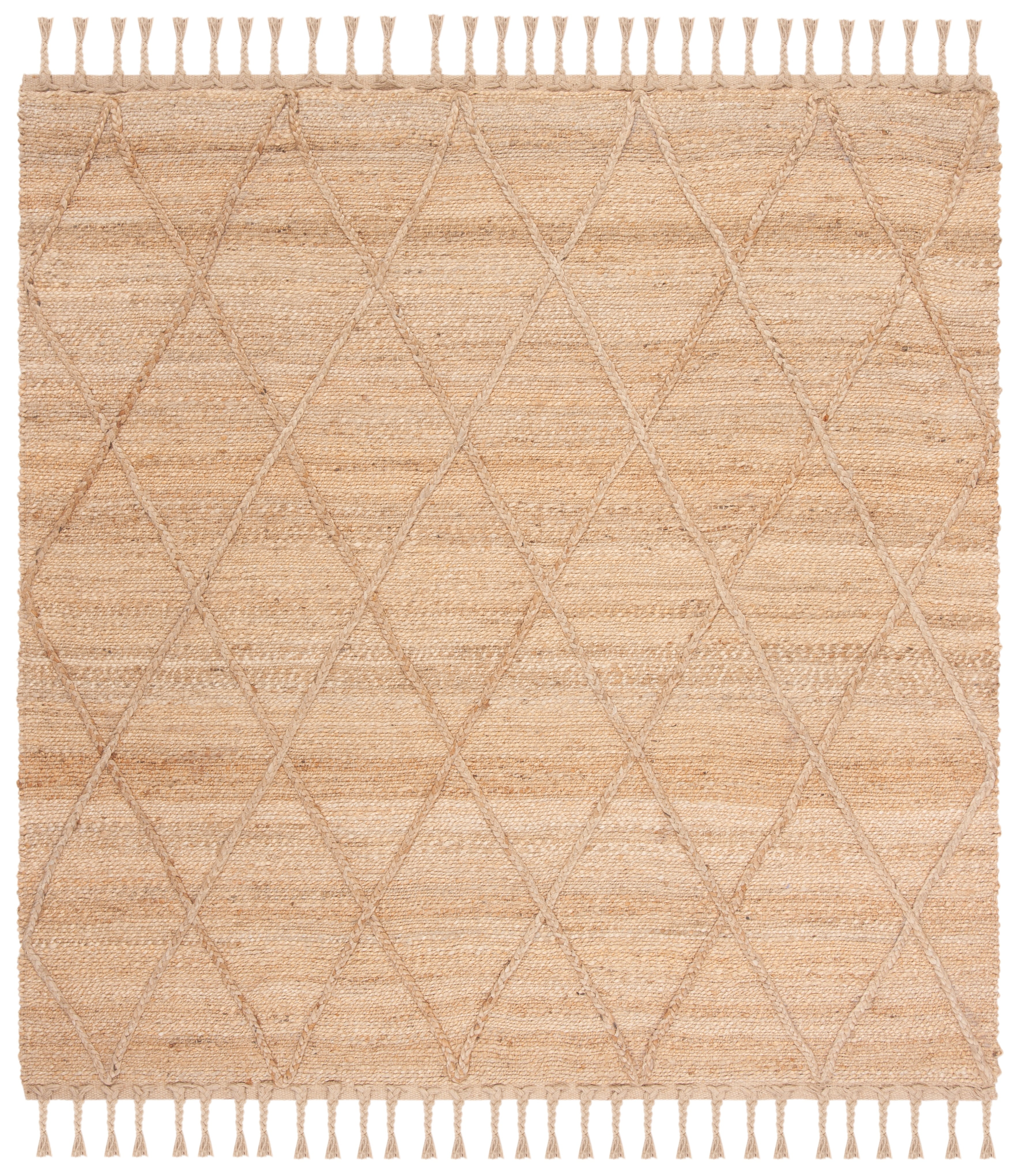 Hand-Knotted Natural Jute 4' Square Non-Slip Area Rug
