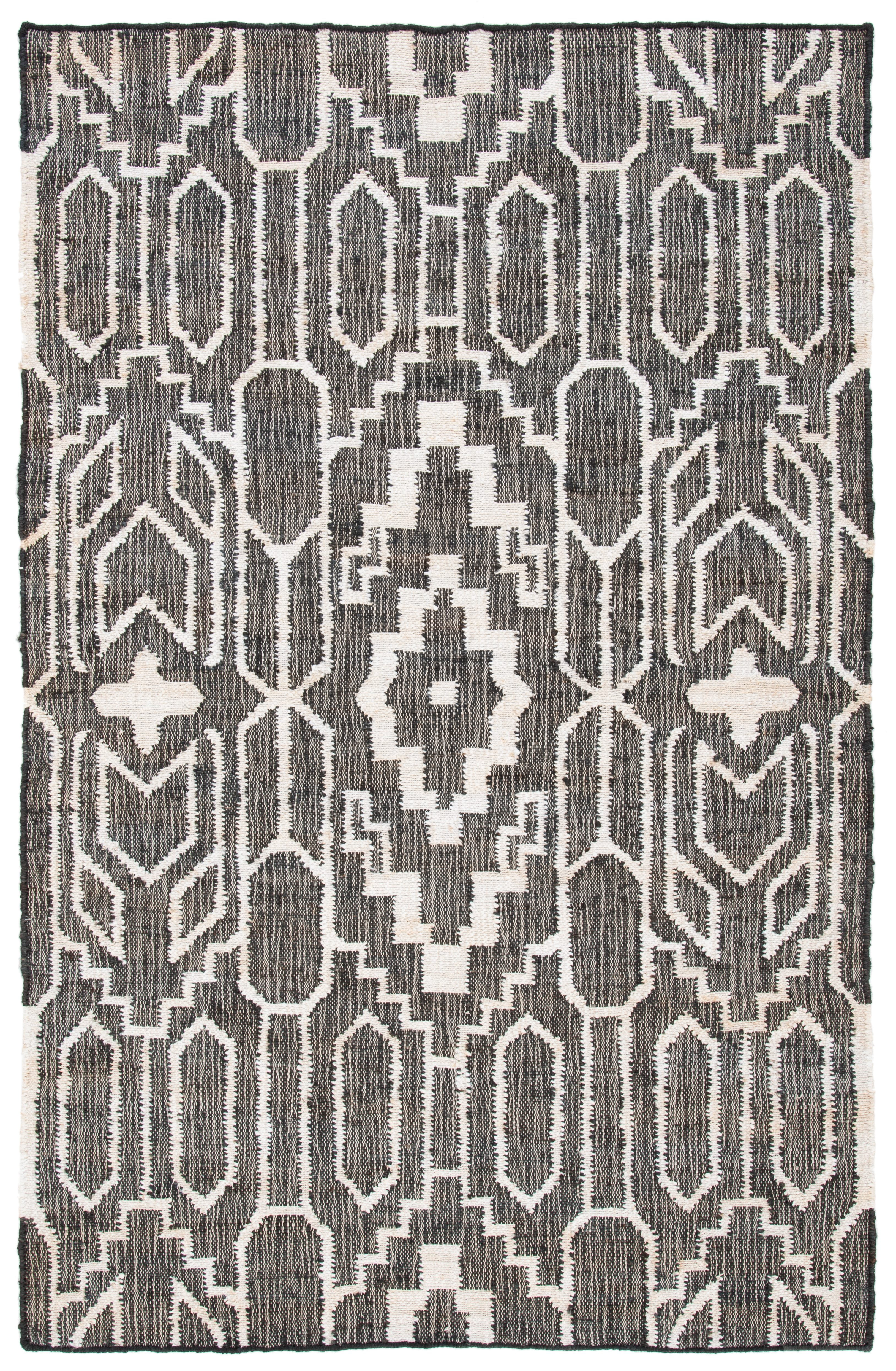 SAFAVIEH Natural Fiber Natalie Geometric Area Rug, Black/Ivory, 8' x 10'