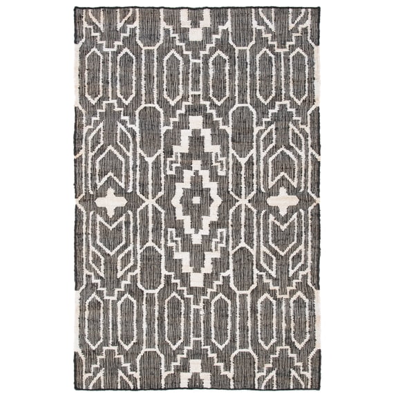 SAFAVIEH Natural Fiber Natalie Geometric Area Rug, Black/Ivory, 8' x 10'
