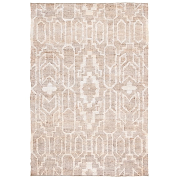 SAFAVIEH Natural Fiber Natalie Geometric Area Rug, Grey/Ivory, 3' x 5'