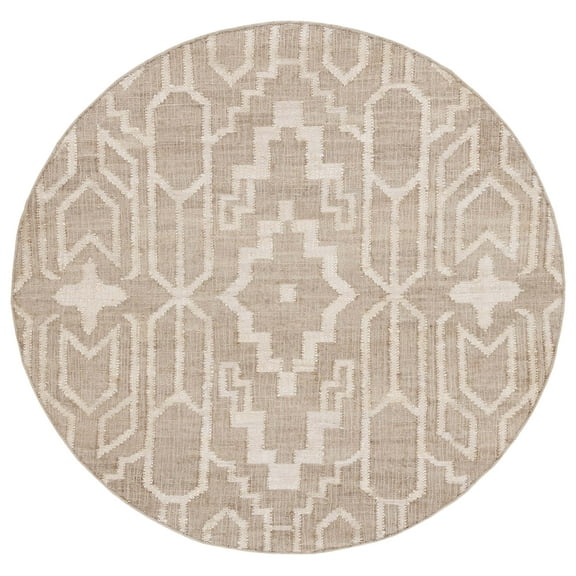 SAFAVIEH Natural Fiber Natalie Geometric Area Rug, Grey/Ivory, 6' x 6' Round