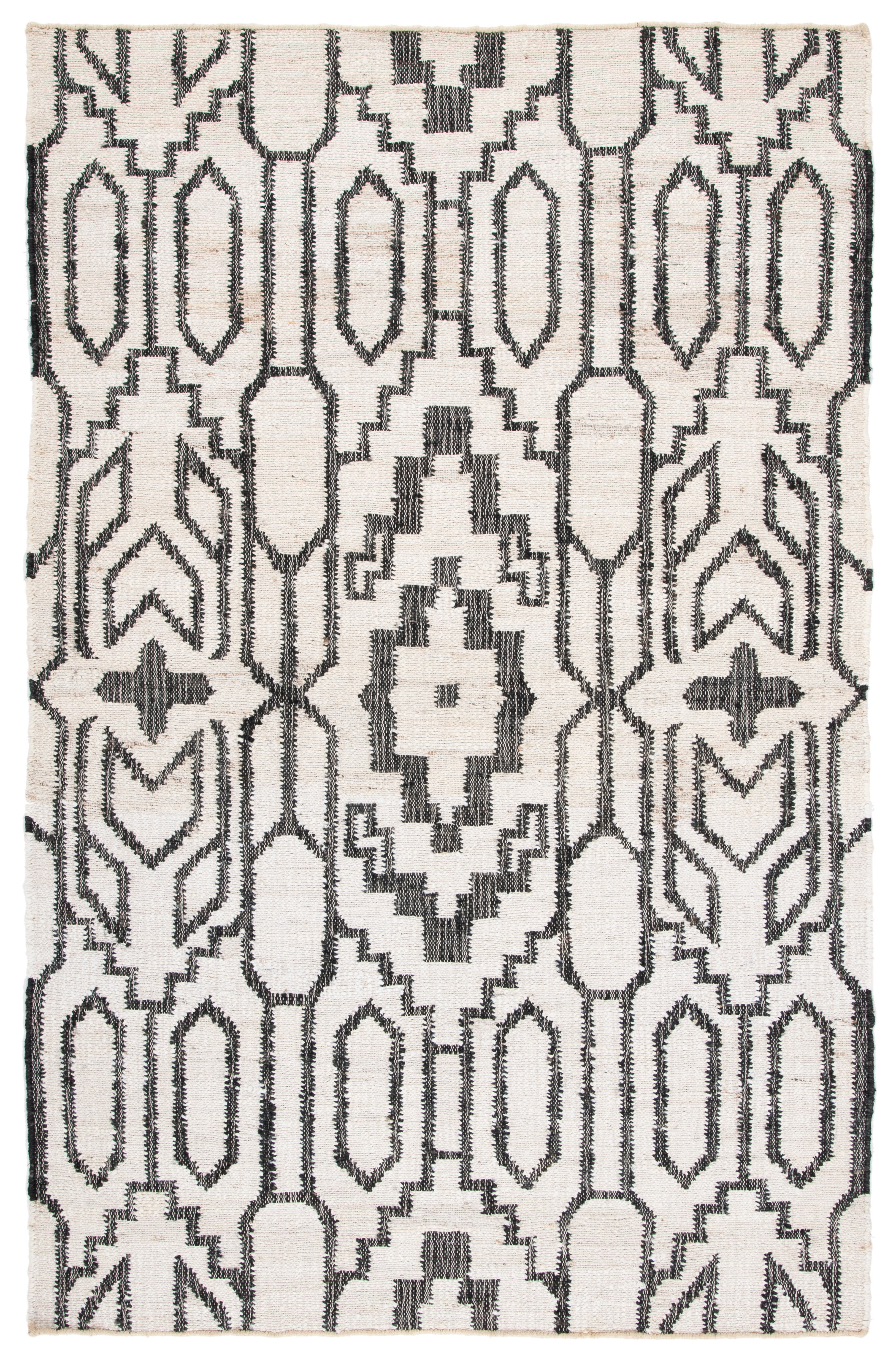 SAFAVIEH Natural Fiber Natalie Geometric Area Rug, Ivory/Black, 3' x 5'