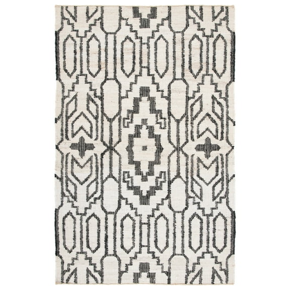 SAFAVIEH Natural Fiber Natalie Geometric Area Rug, Ivory/Black, 3' x 5'