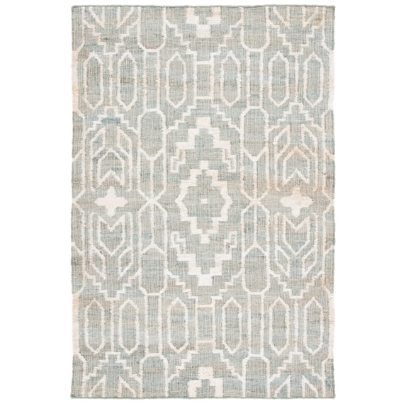 SAFAVIEH Natural Fiber Natalie Geometric Area Rug, Light Blue/Ivory, 5' x 8'