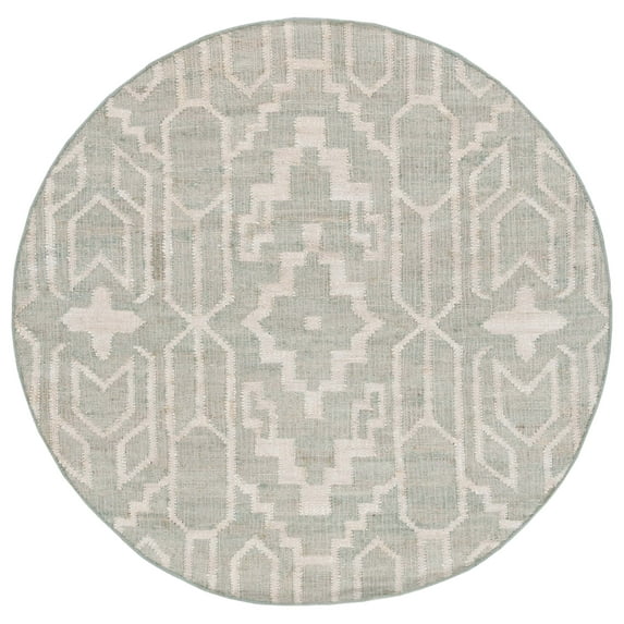 SAFAVIEH Natural Fiber Natalie Geometric Area Rug, Light Blue/Ivory, 6' x 6' Round