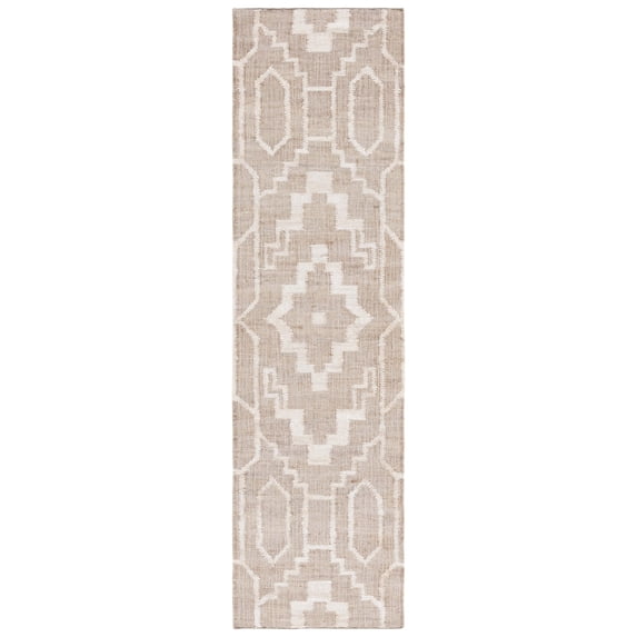 SAFAVIEH Natural Fiber Natalie Geometric Runner Rug, Grey/Ivory, 2'3" x 9'