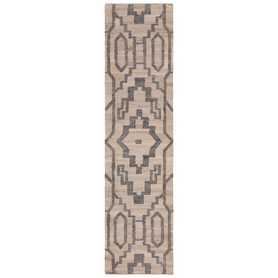SAFAVIEH Natural Fiber Natalie Geometric Runner Rug, Natural/Black, 2'3" x 9'