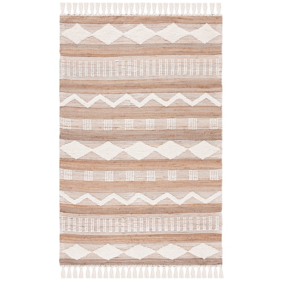 SAFAVIEH Natural Fiber Oliver Geometric Area Rug, Natural/Ivory, 3' x 5'