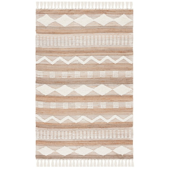 SAFAVIEH Natural Fiber Oliver Geometric Area Rug, Natural/Ivory, 4' x 6'