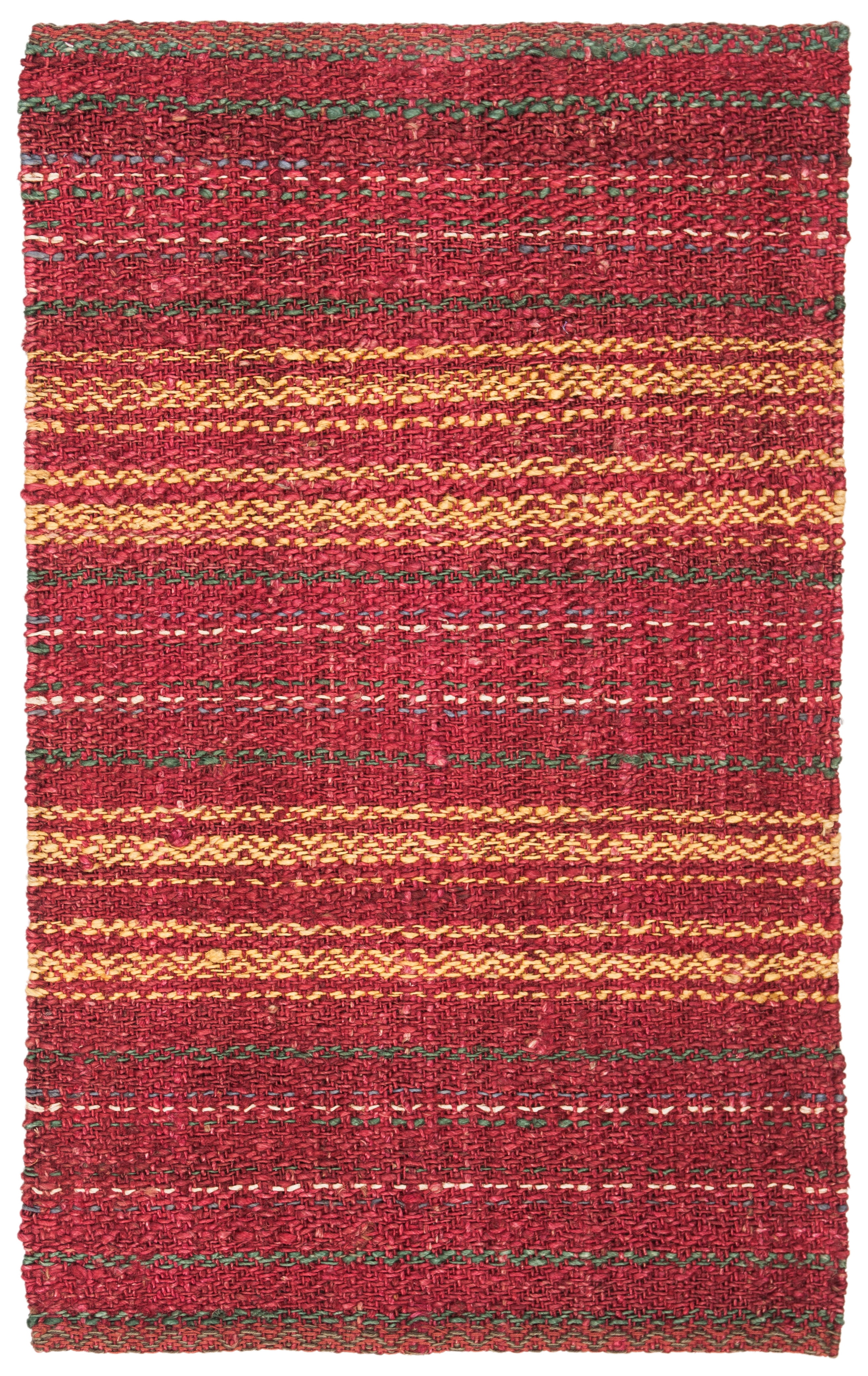 Red and Gold Hand-Knotted Jute Area Rug 3' x 5'