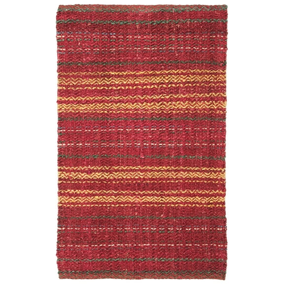 SAFAVIEH Natural Fiber Ombre Striped Jute Area Rug, Red/Gold, 3' x 5'